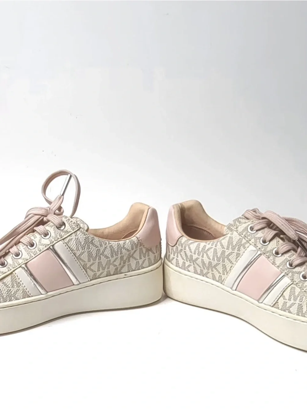 Michael Kors Beige and Pink Logo Platform Sneakers size 5.5